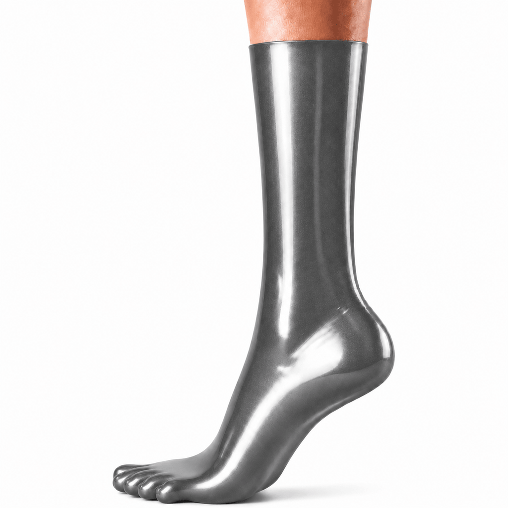 Metallische Latex-Zehensocken in Metallic Pewter mit edlem silbergrauem Schimmer