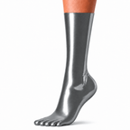 Lange Rubber Basic Latex-Zehensocken Metallic Pewter für Latexmode und hochwertige Outfits