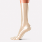 Transparente lange Latex-Zehensocken in Natural mit glatter Oberfläche