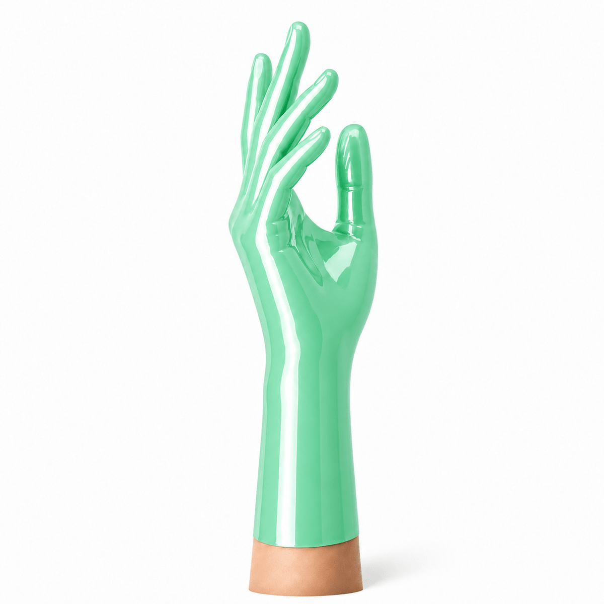 Jade Green kurze Latexhandschuhe aus glänzendem Latex von Rubber Basic