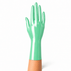 Jade Green kurze Latexhandschuhe mit glatter Oberfläche und sauberem Abschluss