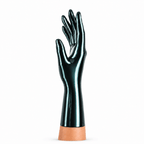 Metallic Black kurze Latexhandschuhe für Latexmode innere Seitenansicht