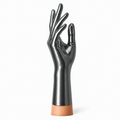 Metallic Pewter kurze Latexhandschuhe aus glänzendem Latex von Rubber Basic in der Seitenansicht