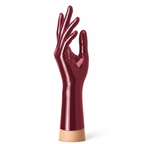Kurze Latexhandschuhe Metallic Red aus glänzendem Latex von Rubber Basic