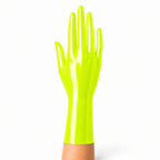 Neon Lemon Yellow kurze Latexhandschuhe mit glatter Oberfläche und kräftiger Farbwirkung
