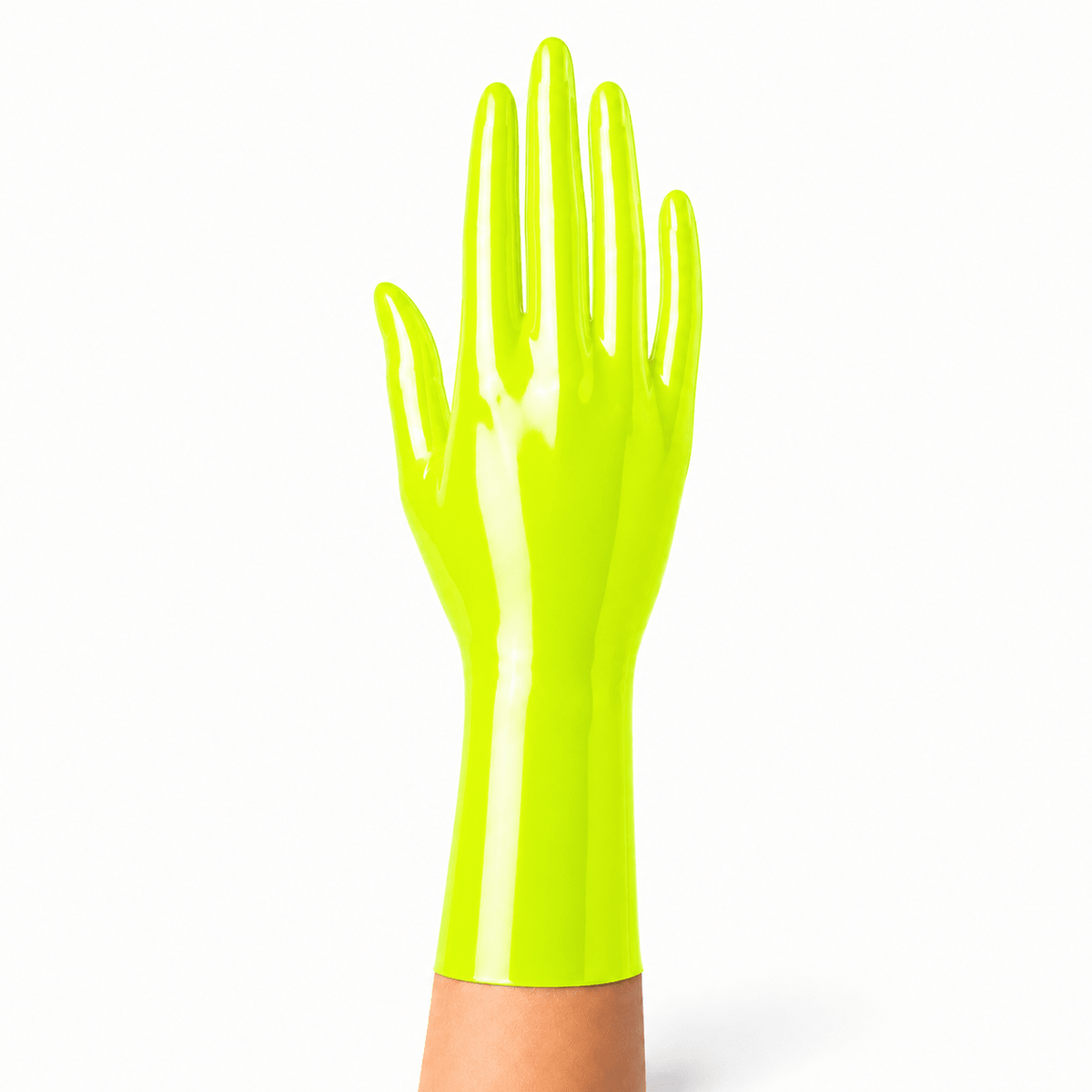 Neon Lemon Yellow kurze Latexhandschuhe mit glatter Oberfläche und kräftiger Farbwirkung