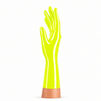 Kurze Rubber Basic Latexhandschuhe Neon Lemon Yellow für Latexmode und Maßanfertigung
