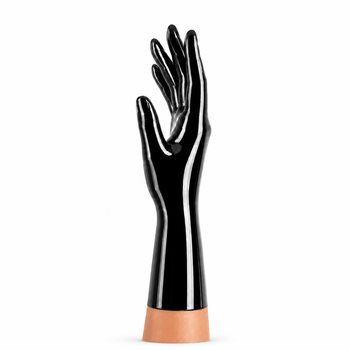 Obsidian Black kurze Latexhandschuhe für Damen und Herren Innenseite