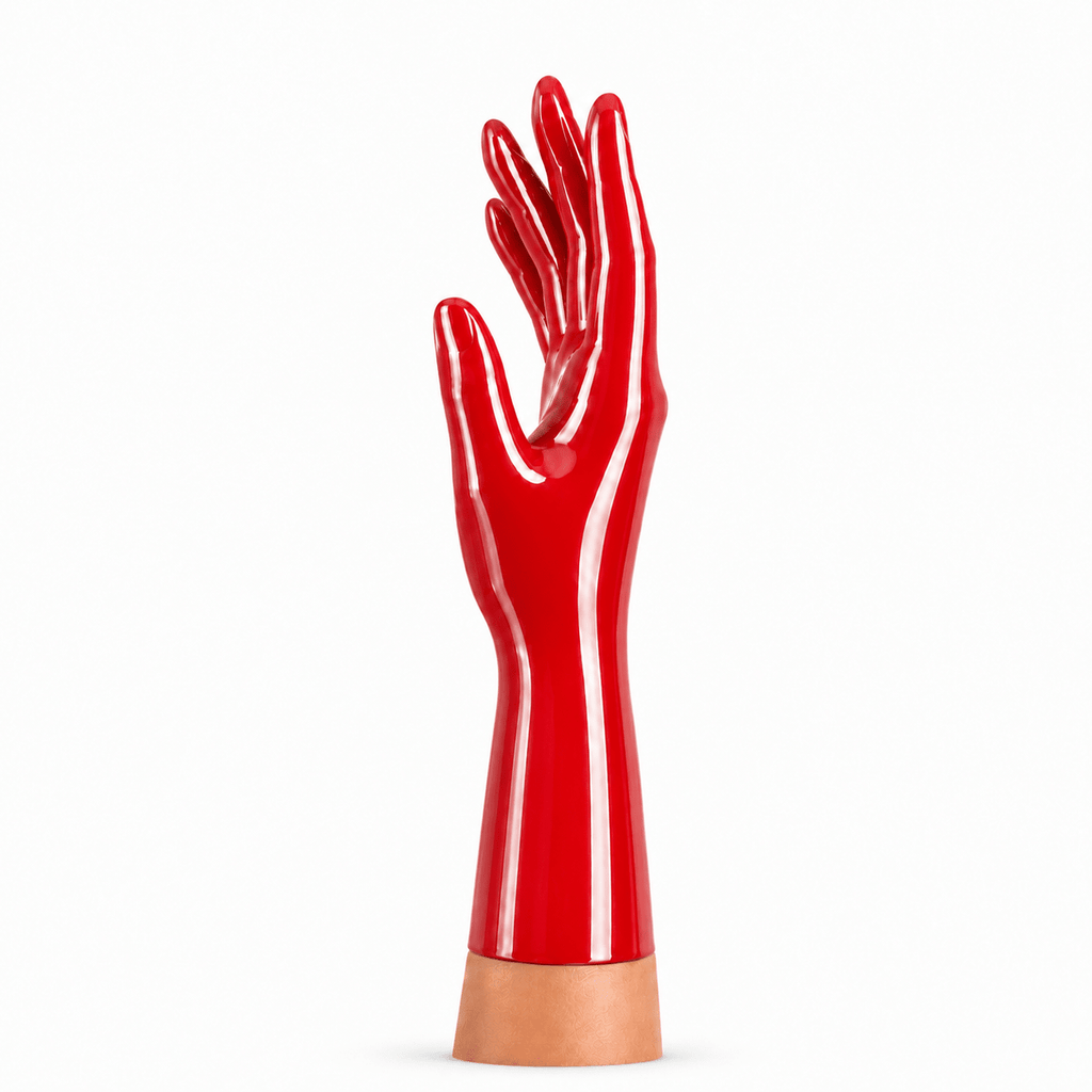 Rubber Basic kurze Latexhandschuhe in Rot als Produktansicht