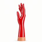 Rubber Basic kurze Latexhandschuhe in Rot als Produktansicht