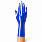 Royal Blue kurze Latexhandschuhe mit glatter Oberfläche und sauberem Abschluss