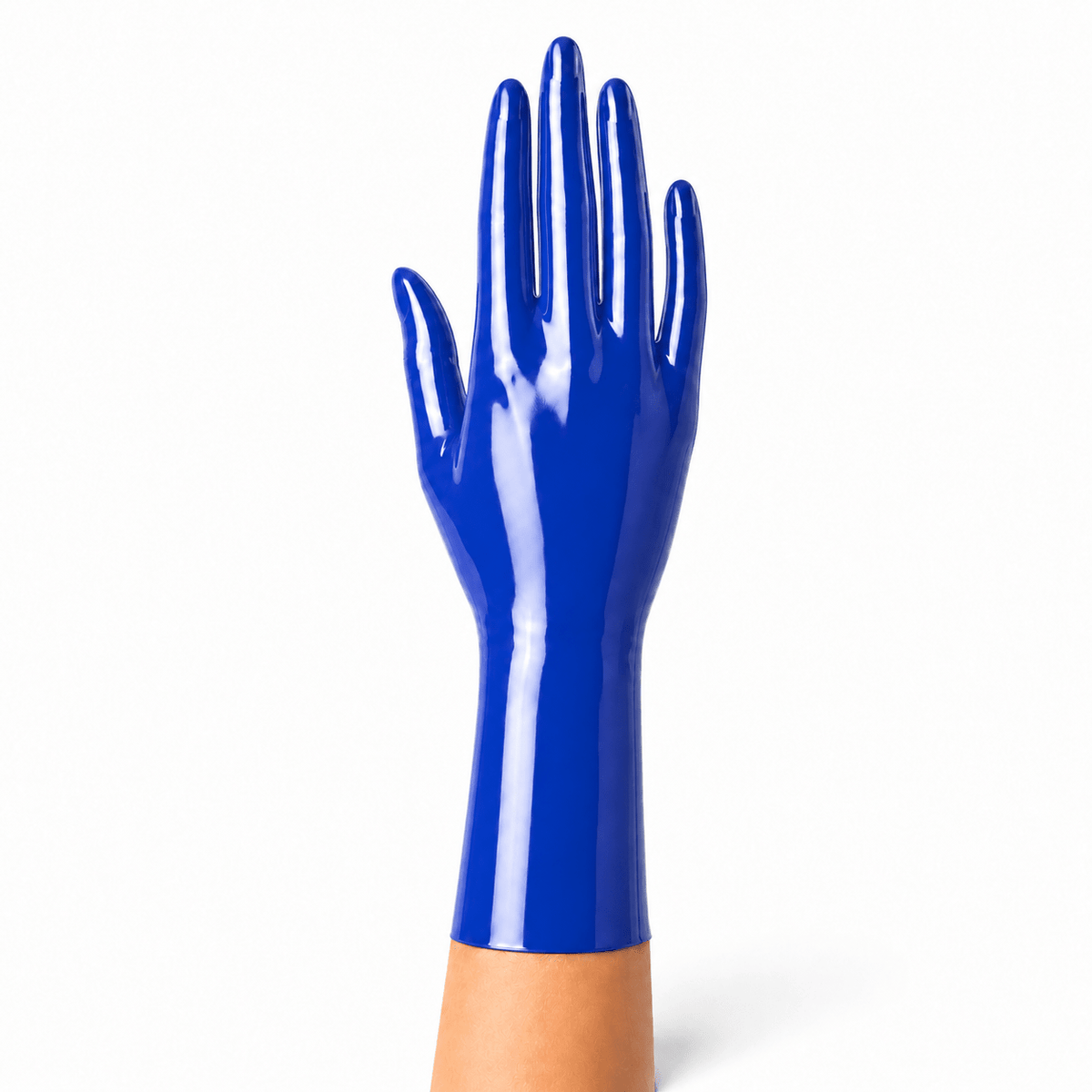 Royal Blue kurze Latexhandschuhe mit glatter Oberfläche und sauberem Abschluss