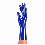 Kurze Rubber Basic Latexhandschuhe Royal Blue für Latexmode und Maßanfertigung