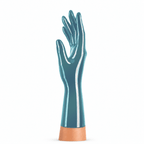 Schimmernde kurze Latexhandschuhe in Shimmery Semi-Blue – Detailansicht
