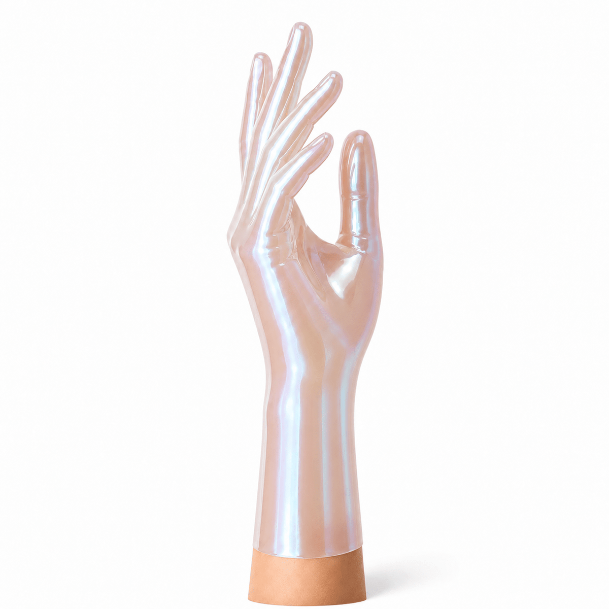 Kurze Latexhandschuhe Shimmery Semi Transparent Natural aus glänzendem Latex von Rubber Basic