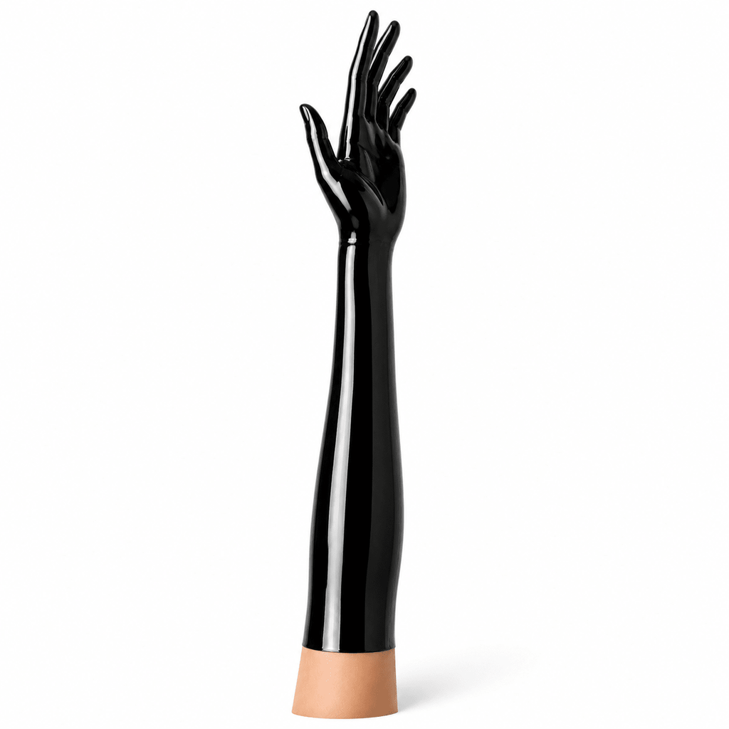 Obsidian Black lange Latexhandschuhe für Damen und Herren Innenseite