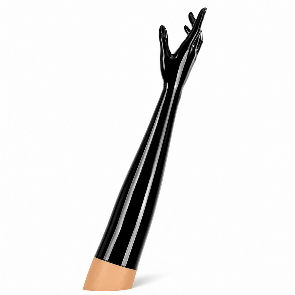 Obsidian Black lange Latexhandschuhe für Damen und Herren von oben