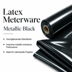 Metallic Black Latexmeterware 110 cm mit Produktdetails und Materialhinweisen