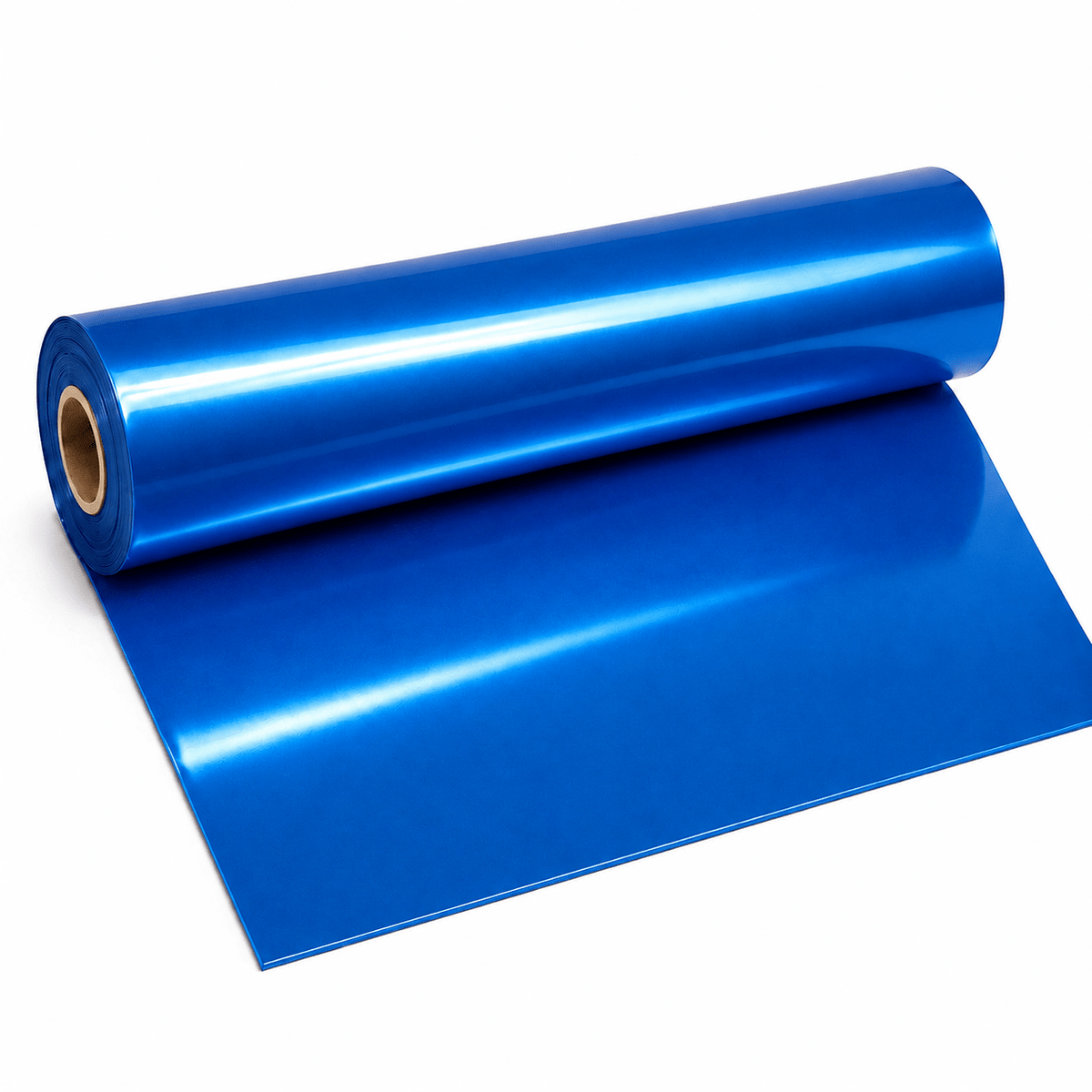 Metallic Blue Latex Meterware auf Rolle mit hochglänzender metallic-blauer Oberfläche glatt ausgerollt und 110cm breit