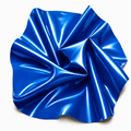 Glänzende Metallic Blue Latex Meterware rund gefaltet mit intensivem metallic-blauem Schimmer