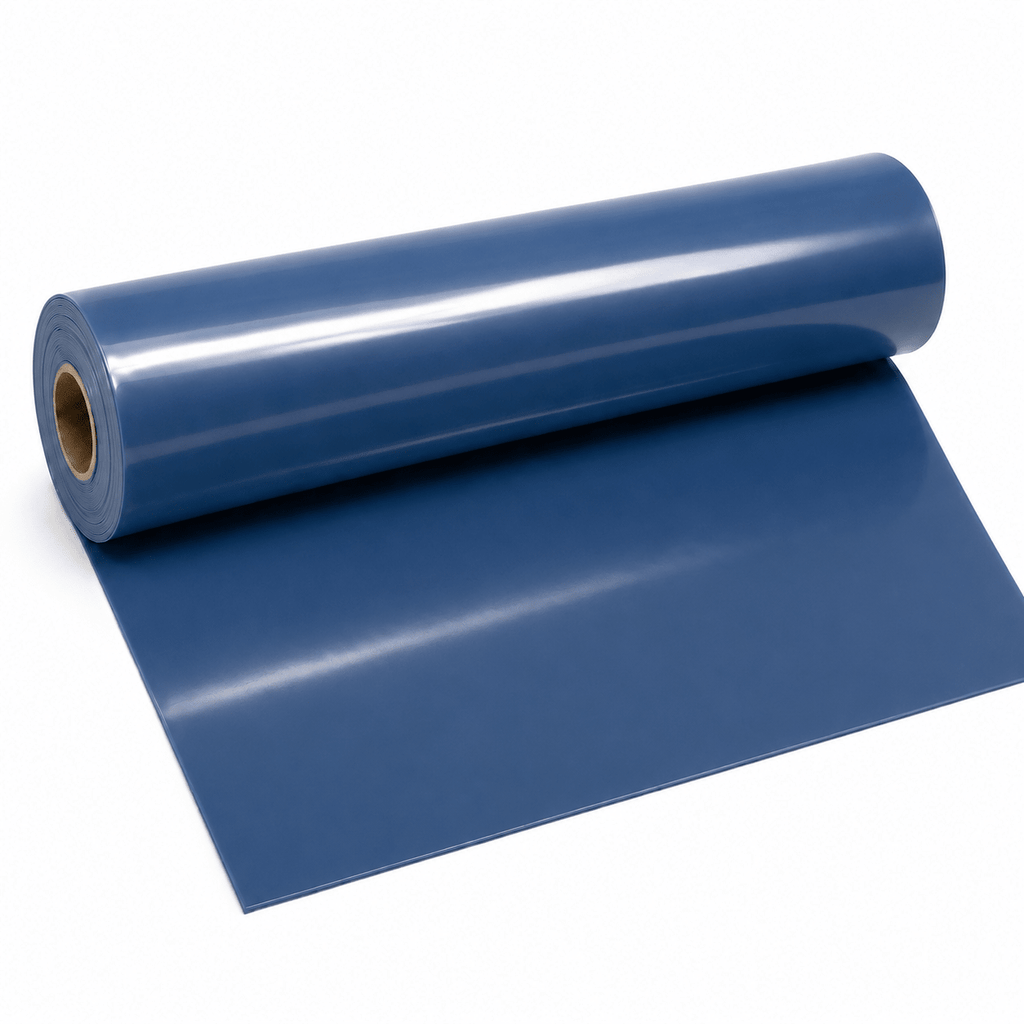Nightshade Blue Latexmeterware auf Rolle mit dunkelblauer glänzender Oberfläche