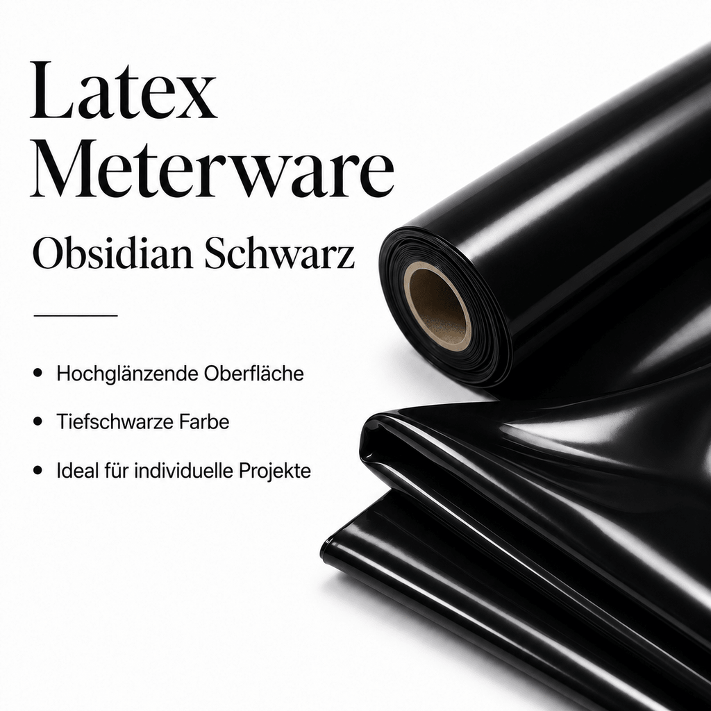 Latexmeterware Obsidian Black mit hochglänzender tiefschwarzer Oberfläche für individuelle Latex-Projekte