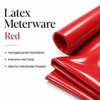 Rote Latexmeterware 110 cm mit Produktdetails und Materialhinweisen
