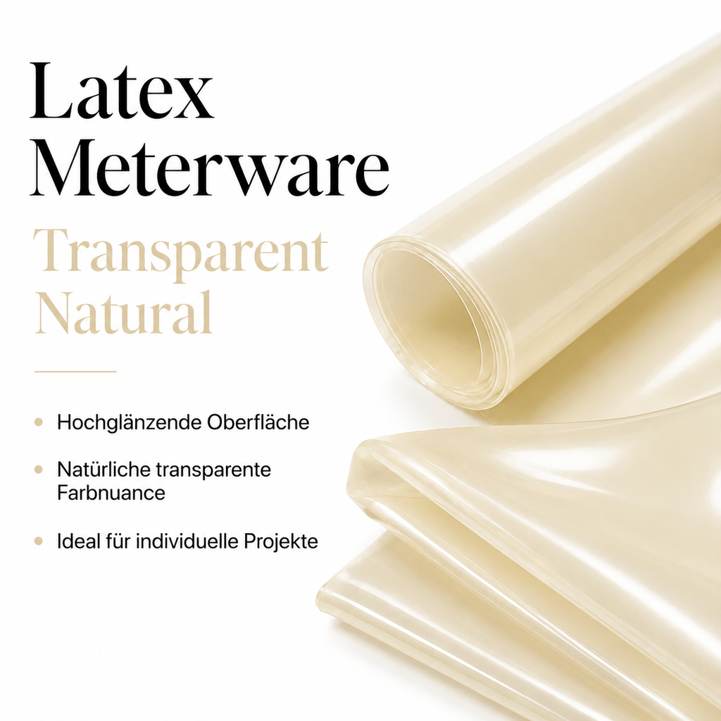 Transparent Natural Latexmeterware 110 cm mit Produktdetails und Materialhinweisen