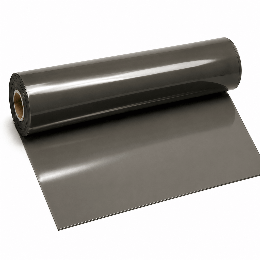 Transparent Smoky Black Latexmeterware auf Rolle mit rauchig-transparenter Oberfläche