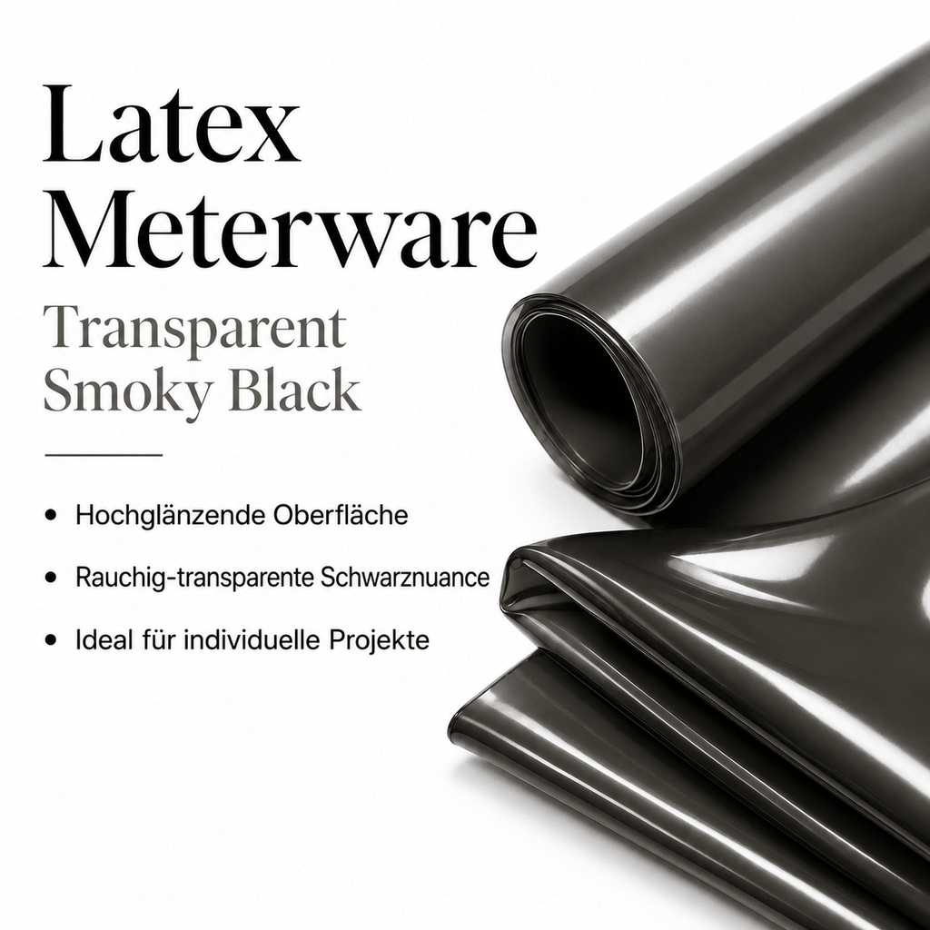 Transparent Smoky Black Latexmeterware 110 cm mit Produktdetails und Materialhinweisen
