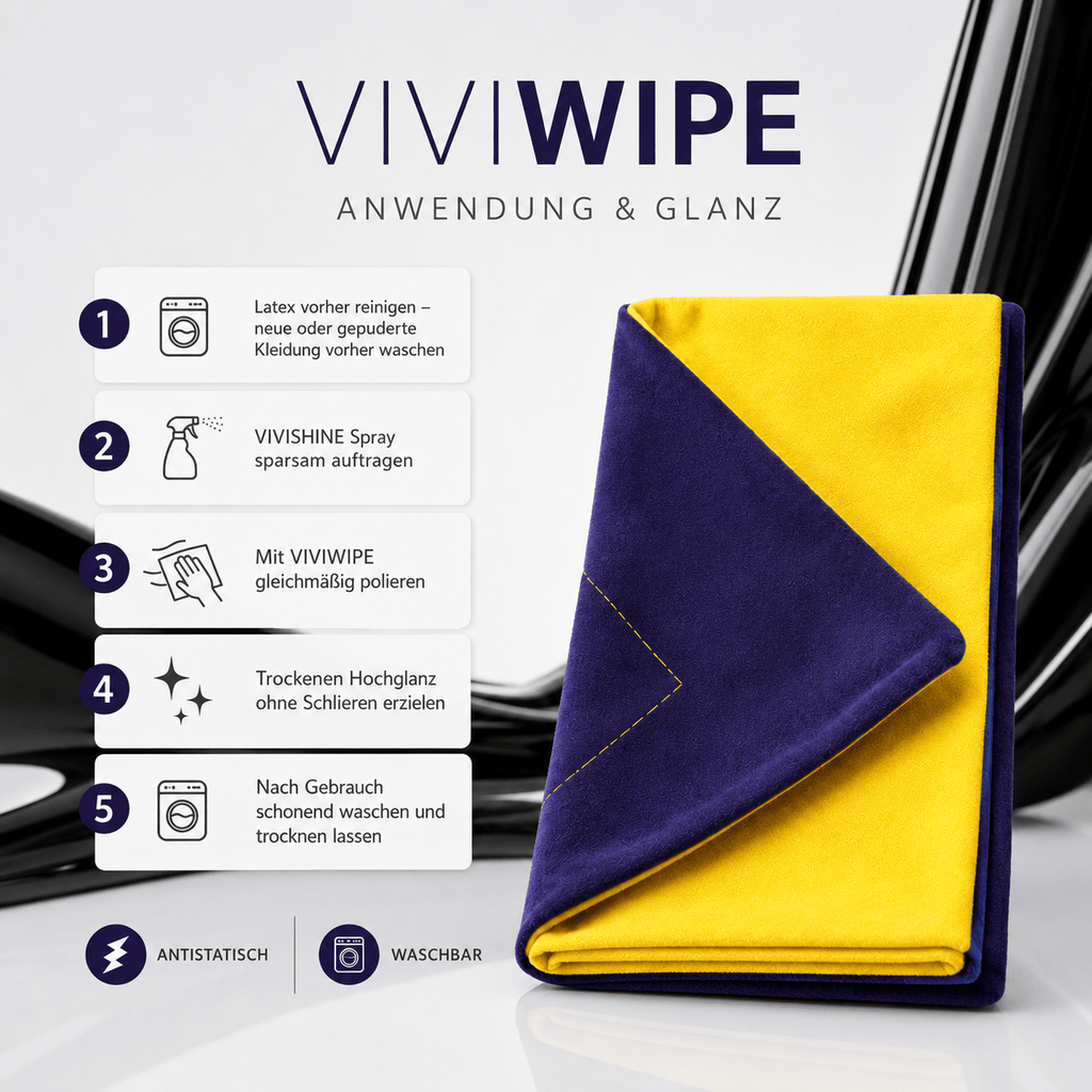 ViviWipe Anwendung zum Polieren von Latex mit trockenem Hochglanz-Finish