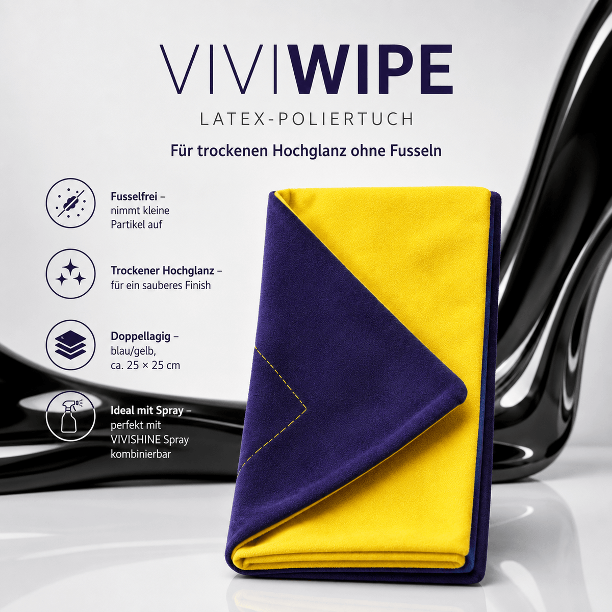 ViviWipe fusselfreies Latex-Poliertuch für trockenen Hochglanz ohne Fusseln